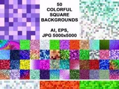 50款多彩马赛克方块纹理背景50 Colorful Square Backgrounds