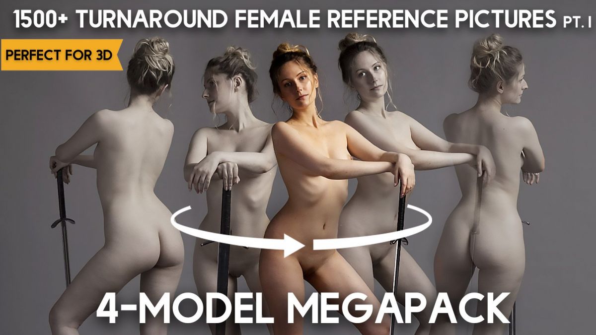 1500+ 女性360度旋转拍摄人体姿势造型图集 3D绘画雕塑等参考