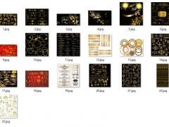 各式金色花纹纹理贴图PSD透明合成素材集