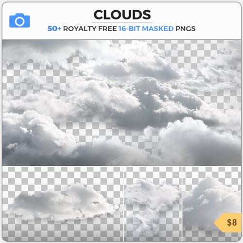 50张超高清透明免抠图云朵云彩PNG素材集CLOUDS