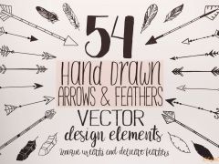 54个手绘羽毛和箭头花环等设计元素矢量图形素材集合