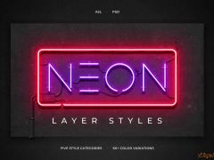 72个霓虹灯PS图层样式集Neon Layer Styles