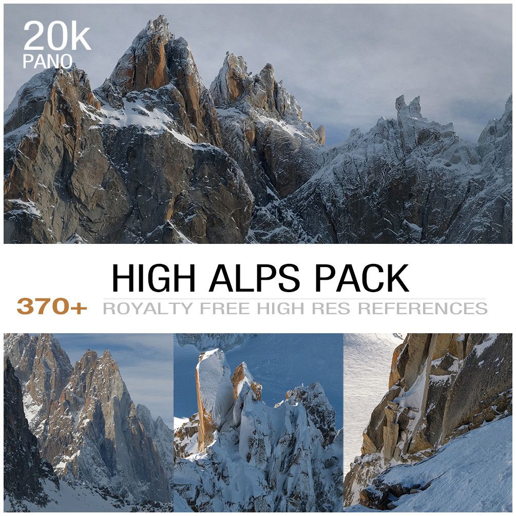 平面素材-375张高清阿尔卑斯山自然山川参考图片合集High Alps Pack(9)