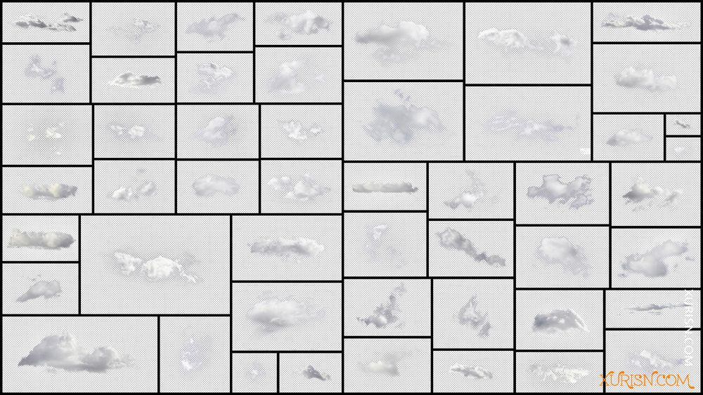 平面素材-50张高清真实云层烟雾16位PNG透明免抠参考图片集Clouds(10)