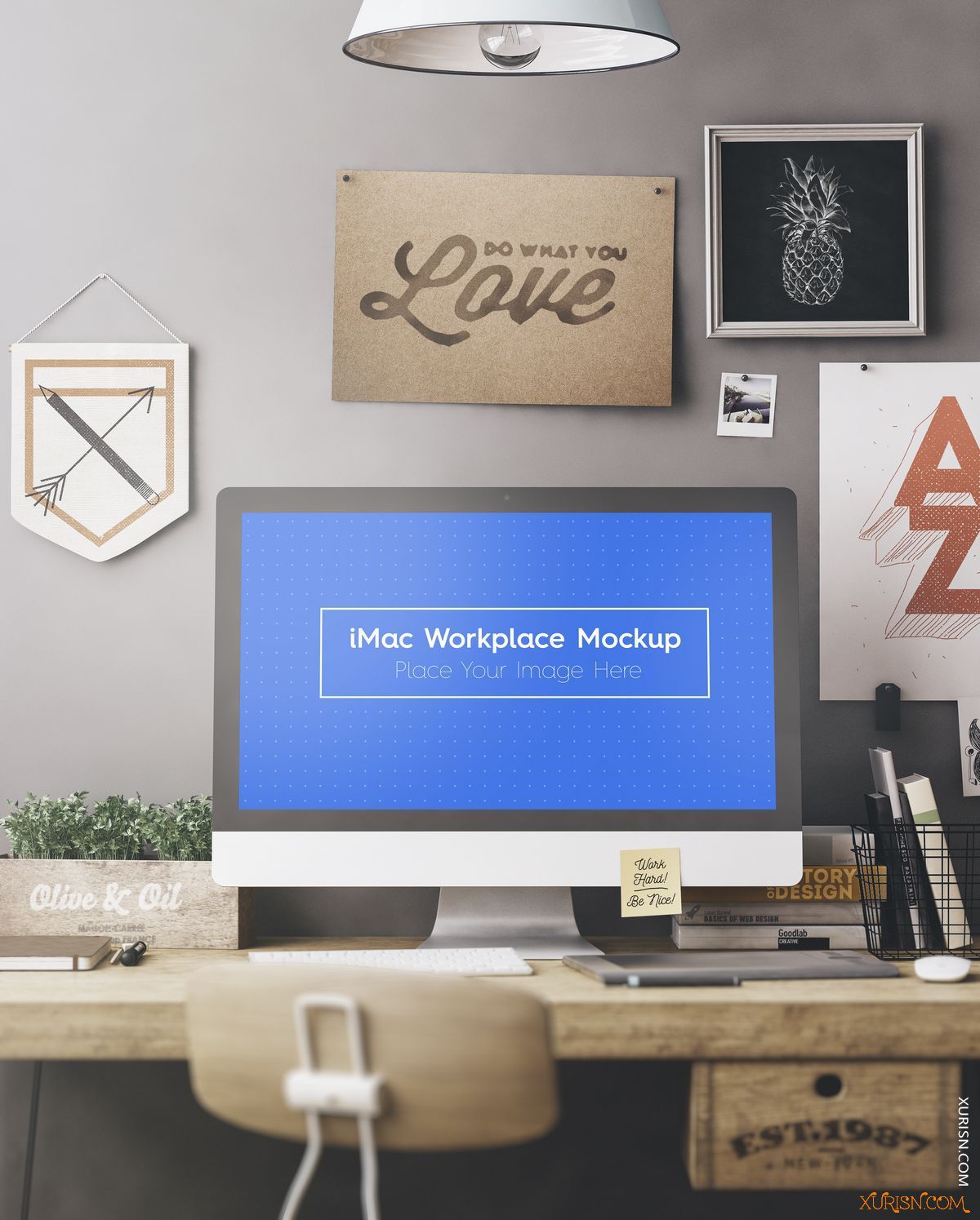 平面素材-工作办公环境样机展示模板psd样机Workspace Workstation Mockups(7)